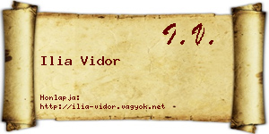 Ilia Vidor névjegykártya